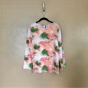 UbU Peach and Green Tropical Print Top Size L